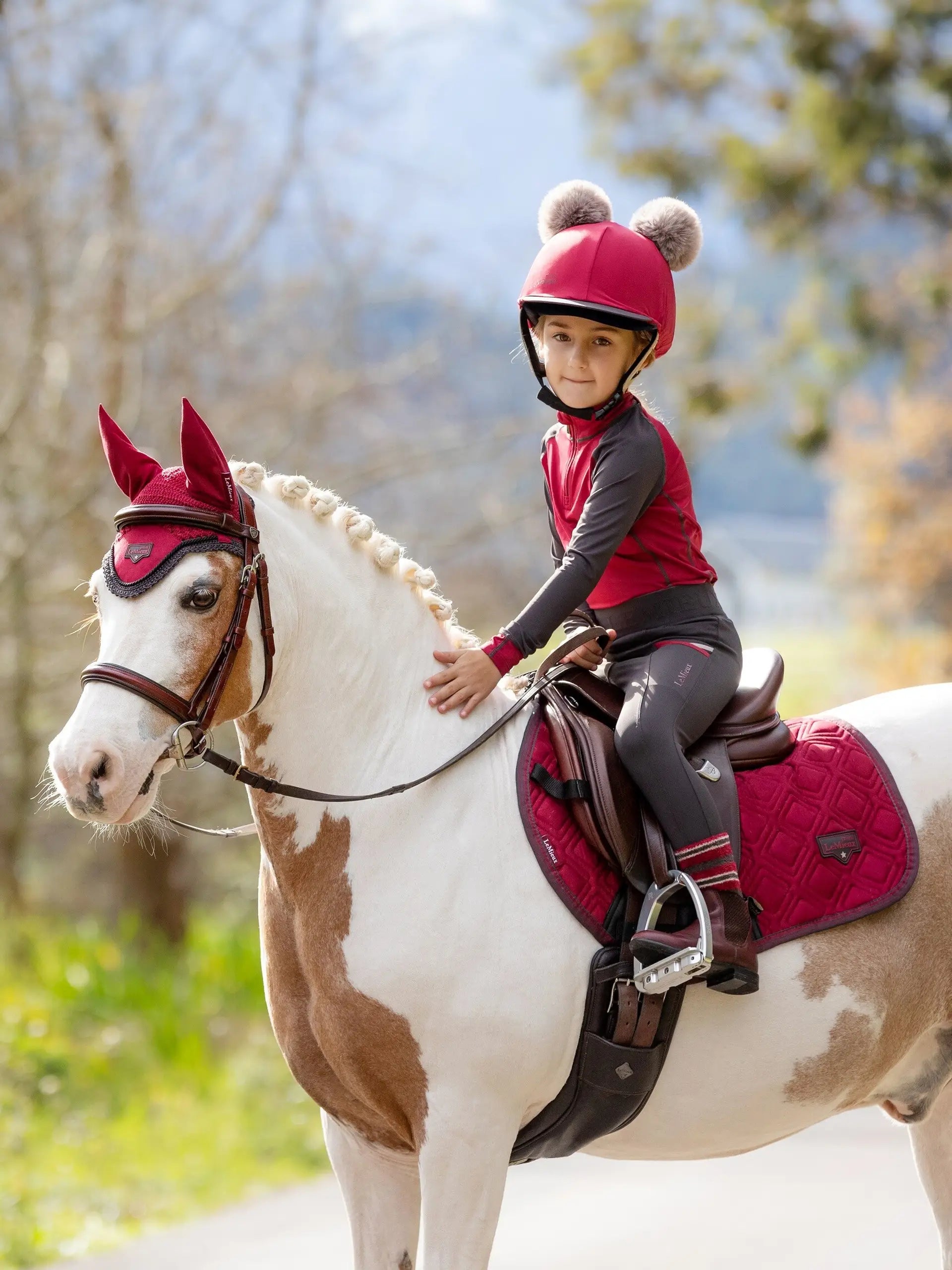 Girl on Pony in LeMieux Matching Set: Adorable Horse Riding Outfit