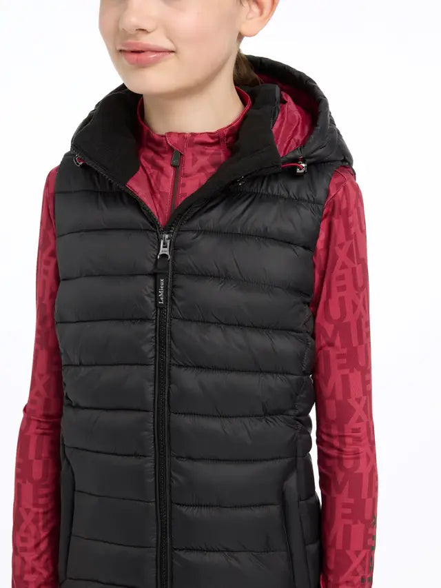 LEMIEUX Young Rider Milly Black Puffer Gilet - Equestrian Riding Vest for Kids