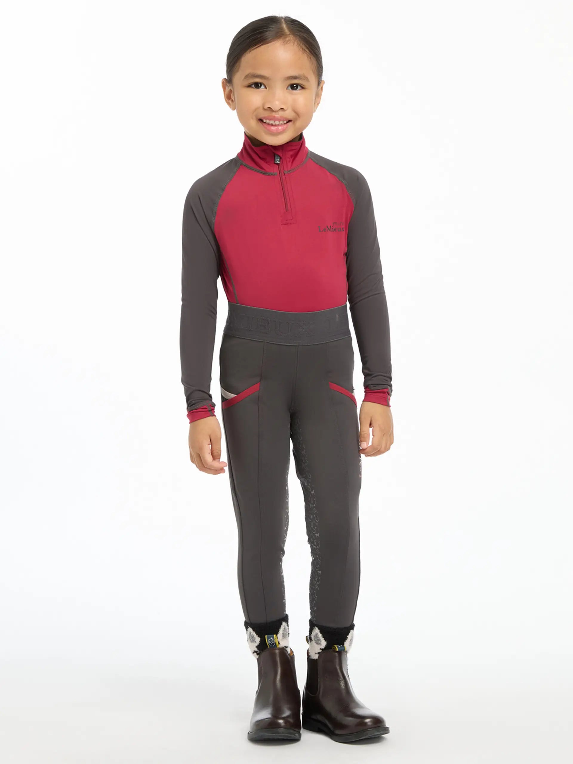 Girl in Lemieux Riding Outfit: Kids Equestrian Apparel