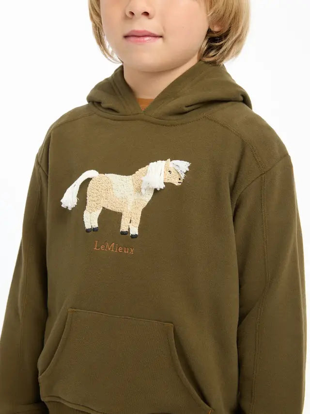 LEMIEUX Mini Romi Hoodie - Alpine Green Kids Equestrian Hoodie with Horse Appliqué - Comfortable & Stylish Children's Clothing