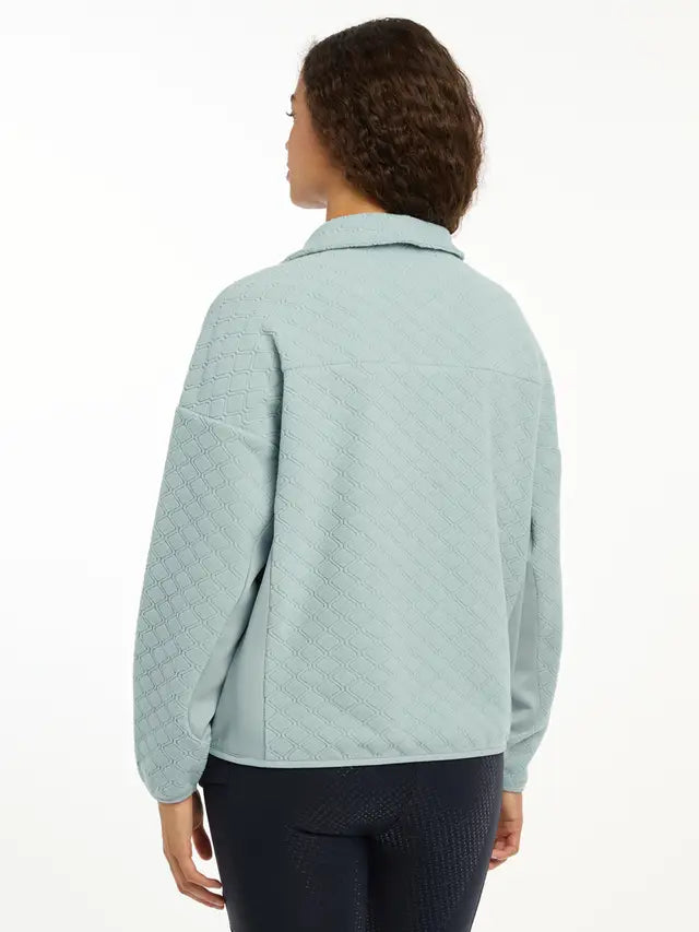 LEMIEUX DANA Quarter Zip Fleece - Glacier. Comfortable womenswear riding top. Stylish equestrian fashion.