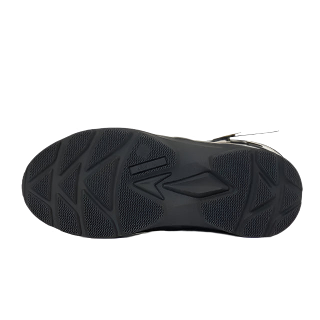 LEMIEUX Wellies Sole- Black Young Rider Waterproof Boots- Bottom view tread pattern, logo and anti-slip features.