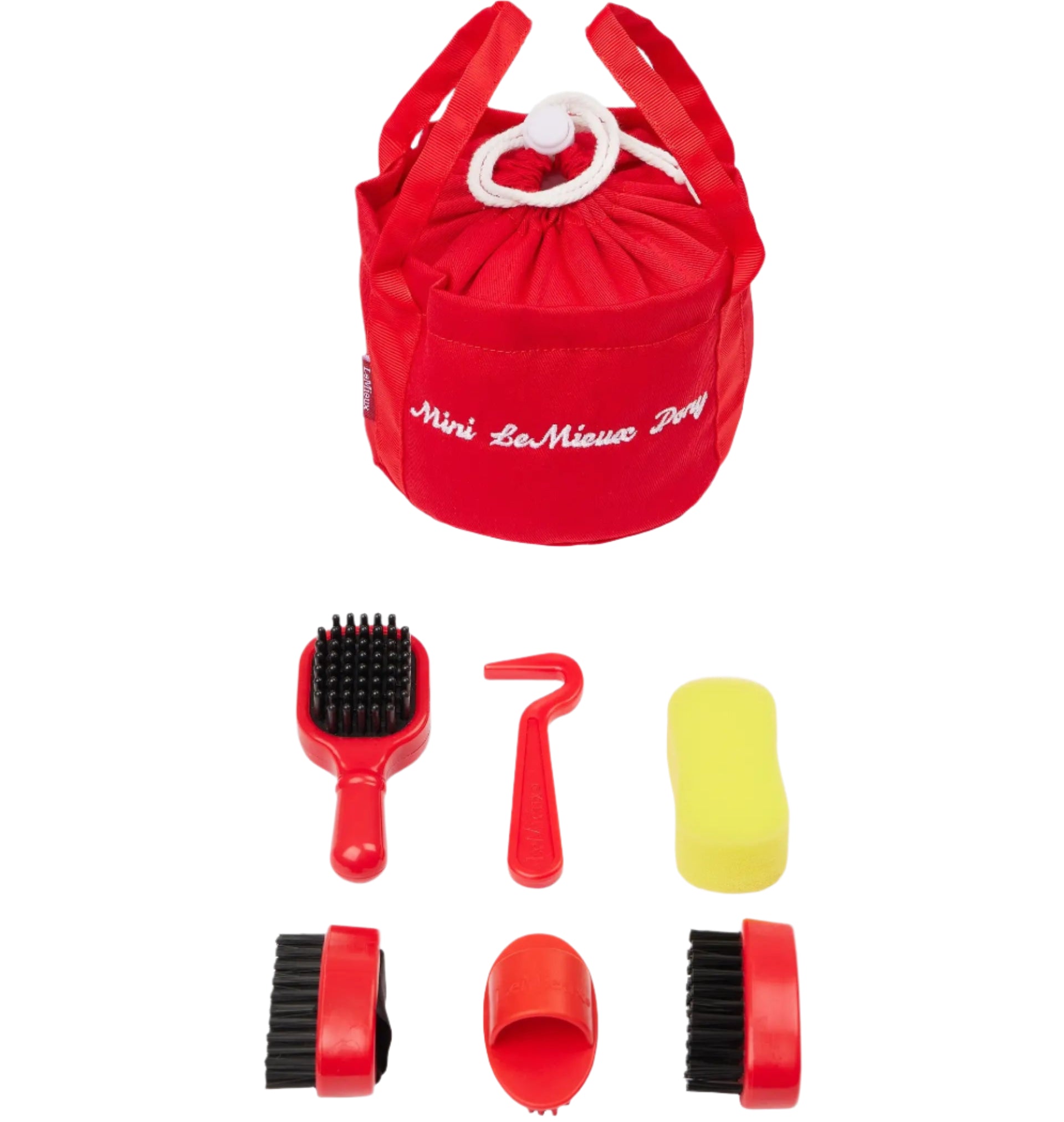 Lemieux Toy Pony Grooming Kit Ember: Brushes, Curry Comb, Sponge, Hoof Pick & Bag