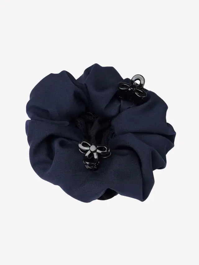 LeMieux Navy/Black Hair Scrunchie with Crystal Hairnet & Claw Clips | Equestrian Show Hair