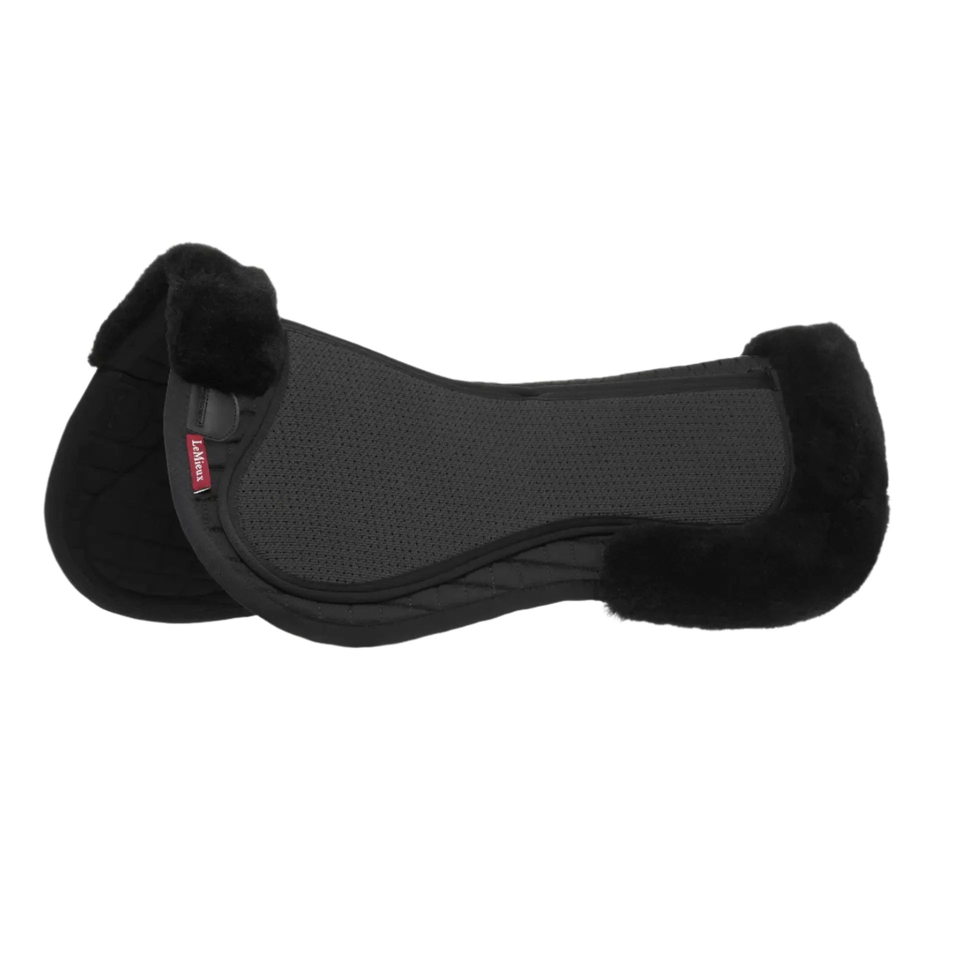 LEMIEUX Streamline Half Pad - Black/Black - Equiflair | Horse Saddle Pad with Merino+ Rolls and Shock Absorbing Shims