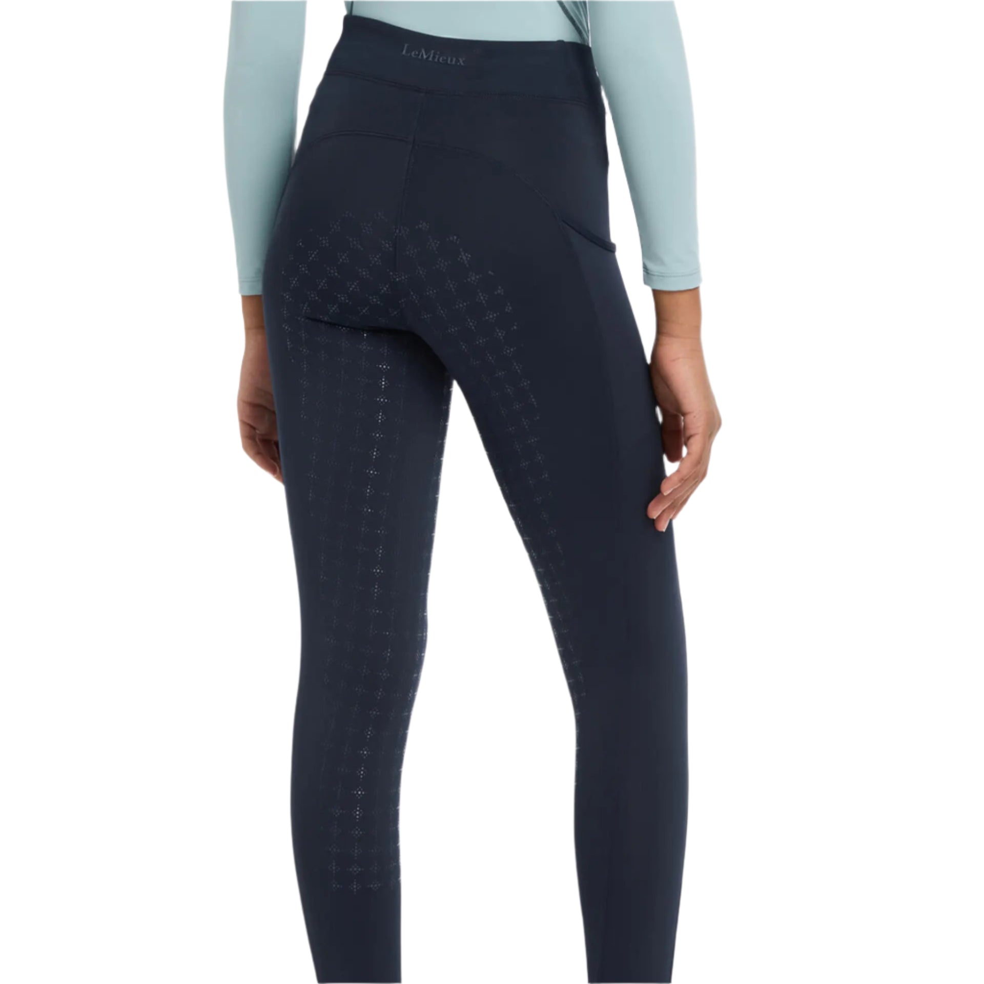 LeMieux Young Rider Orla Pull Ons Navy Riding Leggings - Sweat-Wicking, Pockets, Full Seat Grip