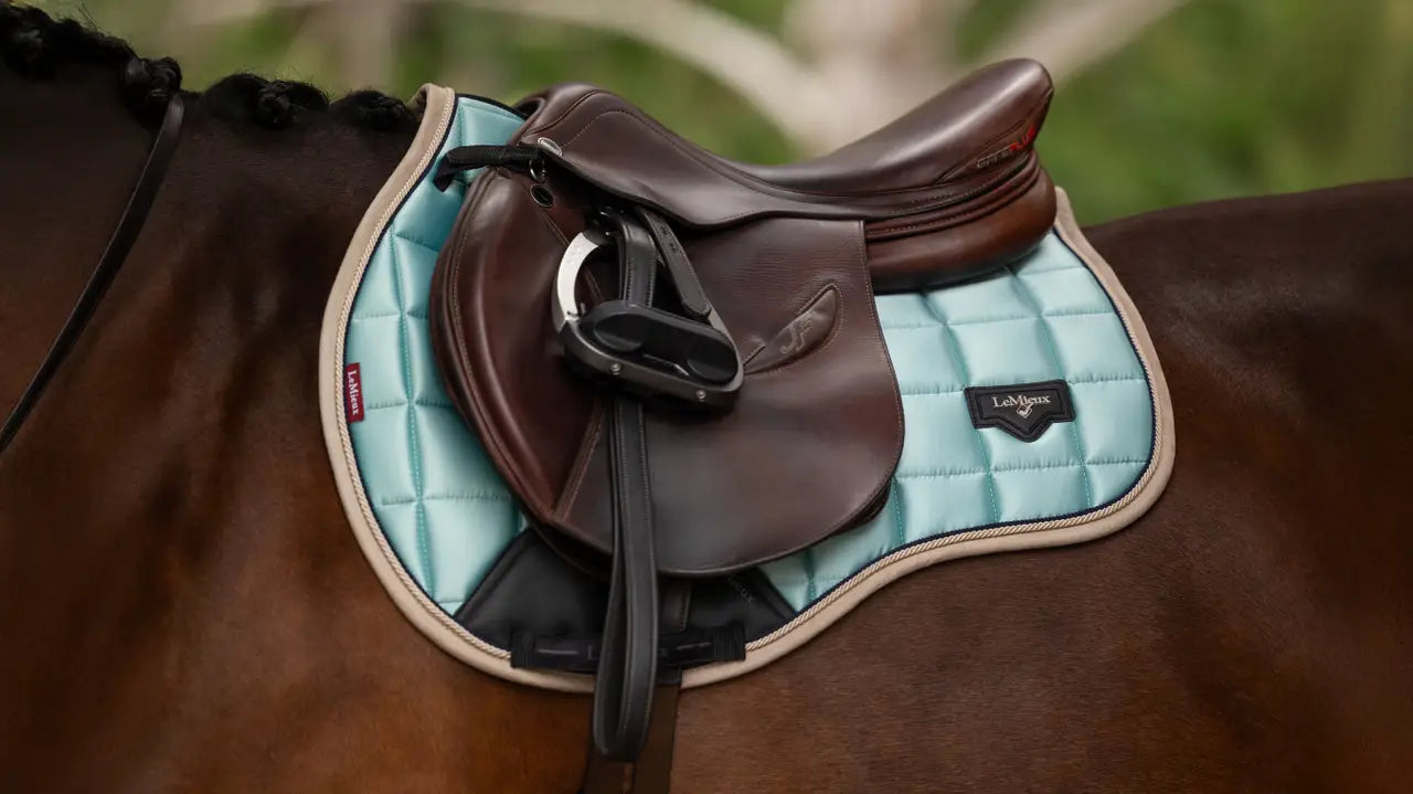LeMieux Loire Classic GP Square Saddle Pad Aqua - Premium Equestrian Horse Riding Equipment