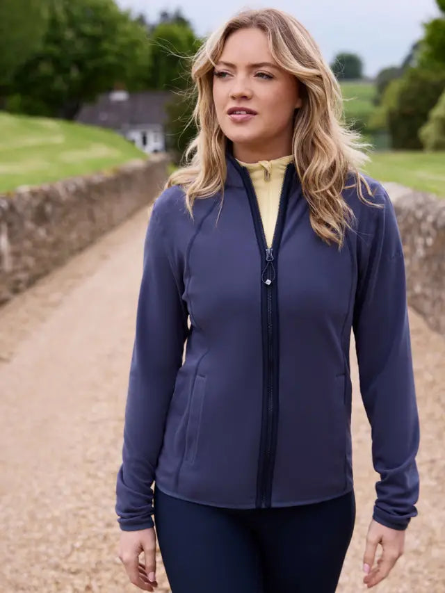 Lemieux Faye Fleece Zip Through Jacket - Dusk Blue - Woman Wearing Outdoor Clothing