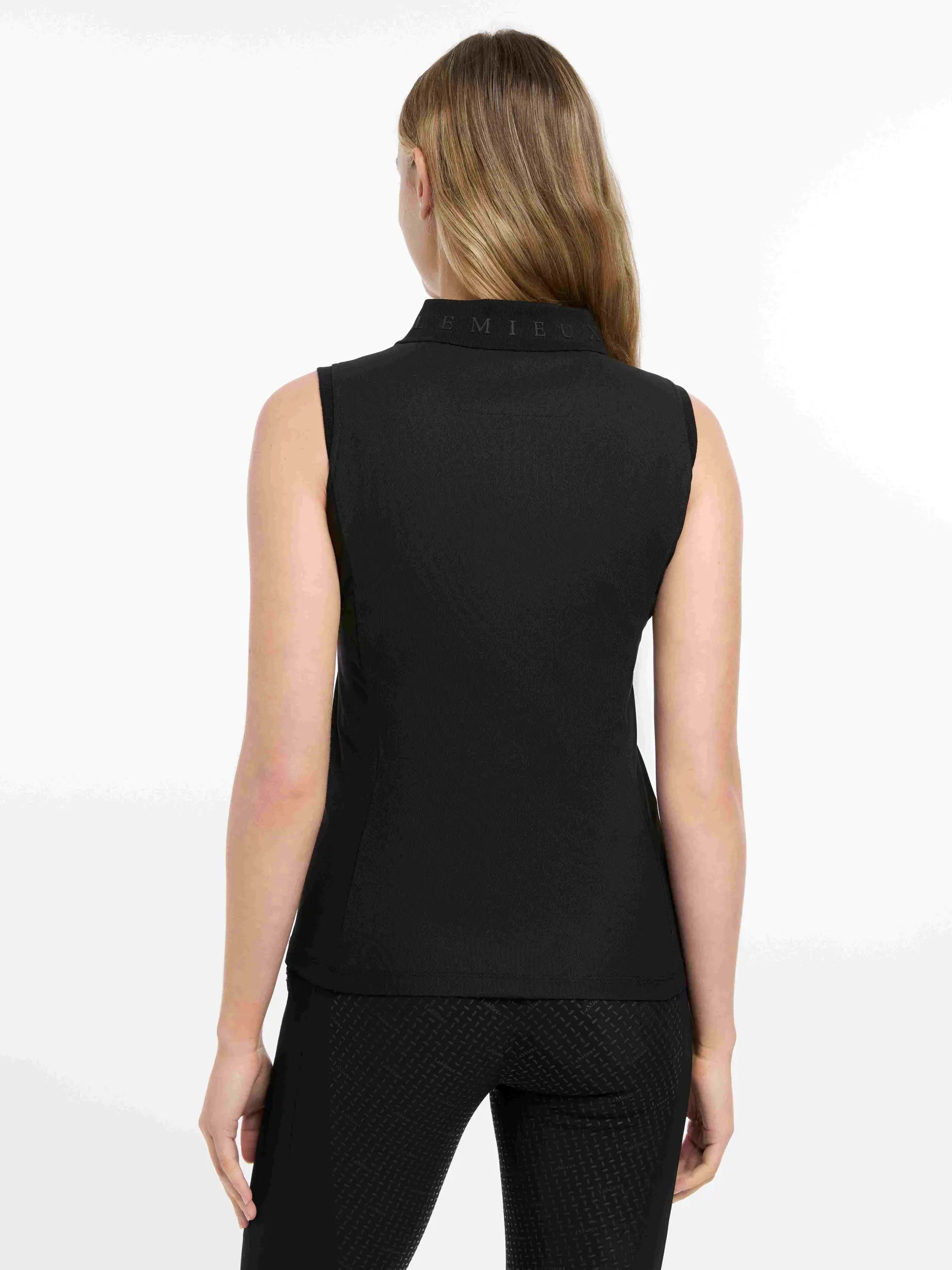 Lemieux Marissa Sleeveless Polo Shirt Black - Sporty, Comfortable, UV Protection - Equiflair