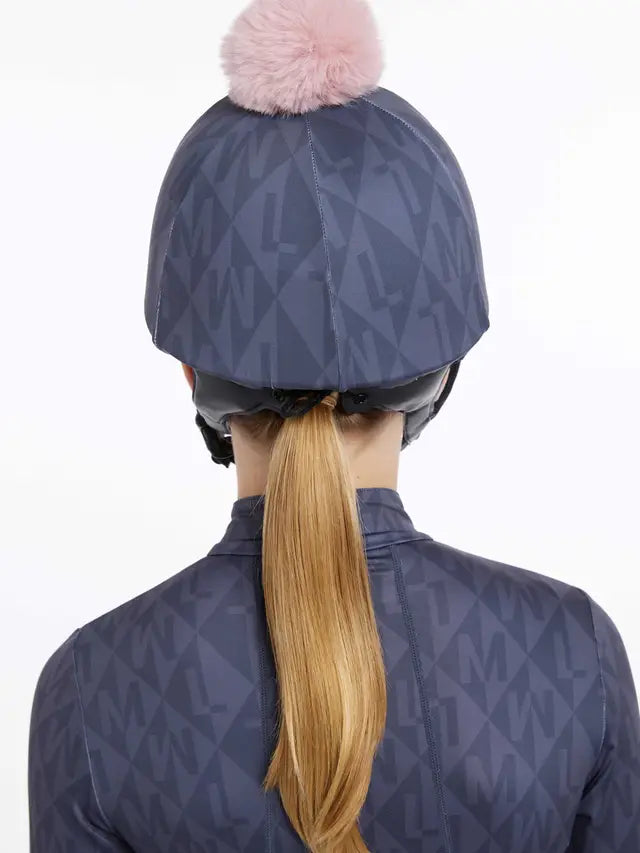 LeMieux Clea Dusk Blue Hat Silk with Pom Pom - Stylish Equestrian Helmet Cover
