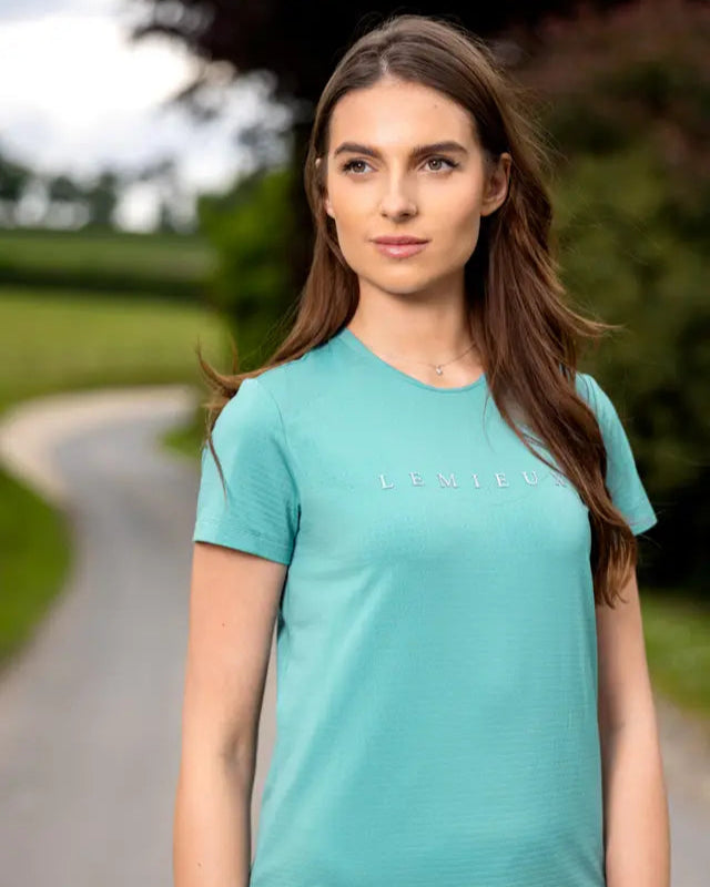 Lemieux Sports T-Shirt in Lagoon Blue | Women's Equestrian Apparel | Quick-Drying Riding Top