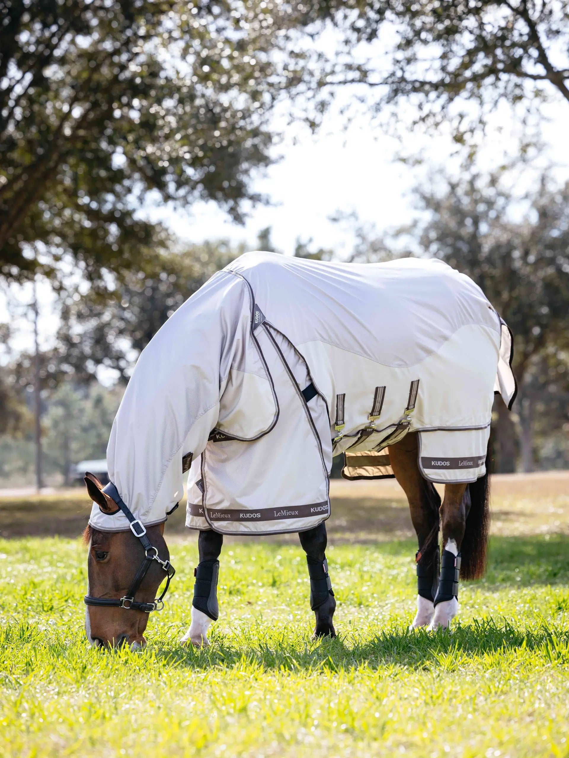 LeMieux Kudos Sweet Itch Rug: Waterproof horse protection from Equiflair, stone color.