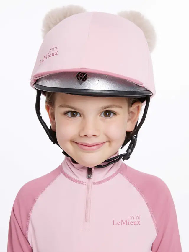 LeMieux Mini Blossom Pink Equestrian Helmet with Double Pom Poms - Kids Horse Riding Safety Gear