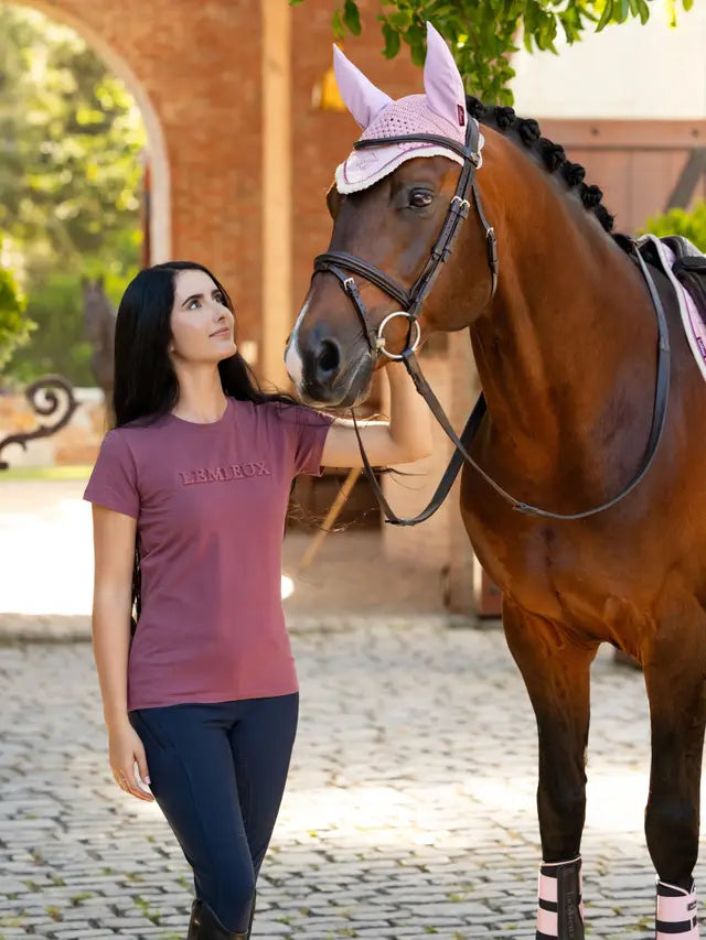LEMIEUX CLASSIQUE T-SHIRT ROSEWOOD, Equestrian Fashion, Horse Riding Apparel, Model and Horse, Equiflair