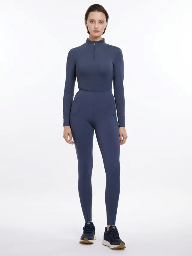 LEMIEUX Naomi Pull On Riding Breeches Dusk Blue Seamless Equestrian Leggings Women's. Perfect for Horse Riding & Stable Work