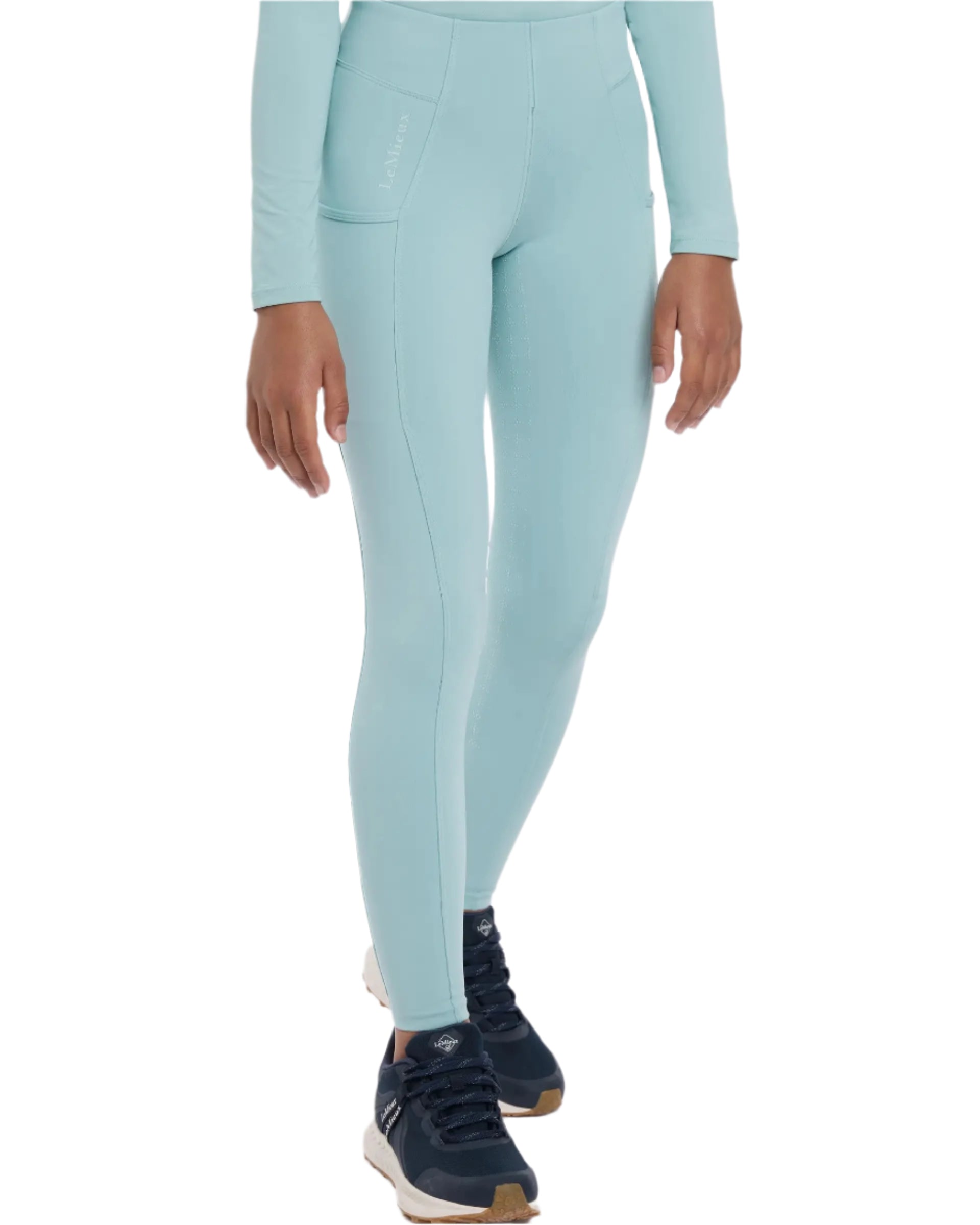 LeMieux Young Rider Orla Aqua Riding Leggings: Youth Equestrian Apparel, Grip Seat, Performance Fabric, Stylish and Functional