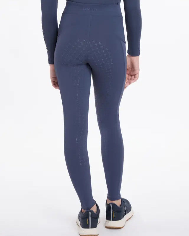 Lemieux Young Rider Orla Pull-On Riding Leggings - Dusk Blue, Full Seat Grip, Equestrian Apparel