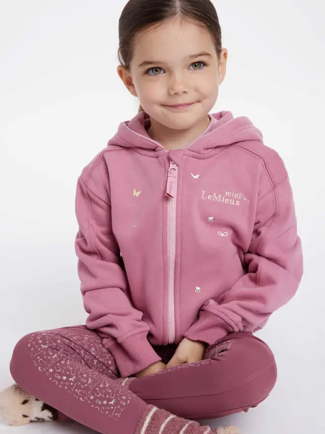 LEMIEUX MINI CHARLIE ZIP THROUGH PEONY Hoodie: Girl in Cute Pink Equiflair Outfit
