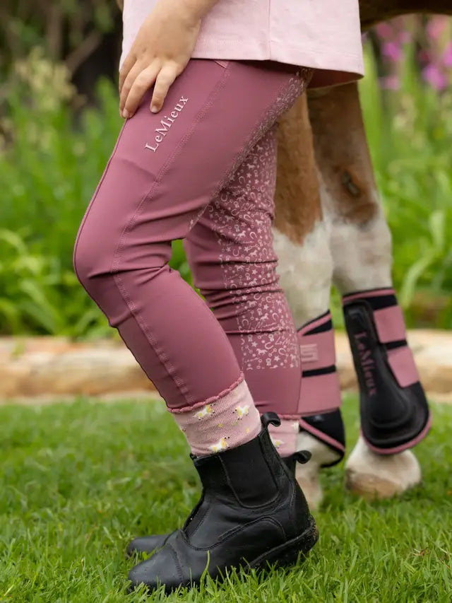 LEMIEUX MINI PULL ONS ROSEWOOD child's riding leggings, equestrian apparel, comfortable fit, full seat silicone grip, Equiflair store