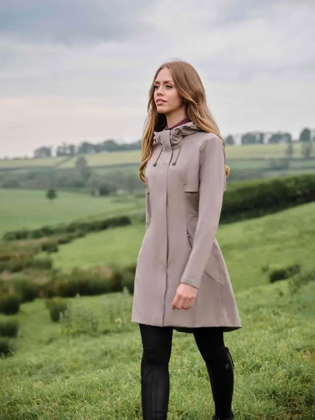 LeMieux Grace Long Rain Jacket Pecan: Women's Equestrian Waterproof Coat