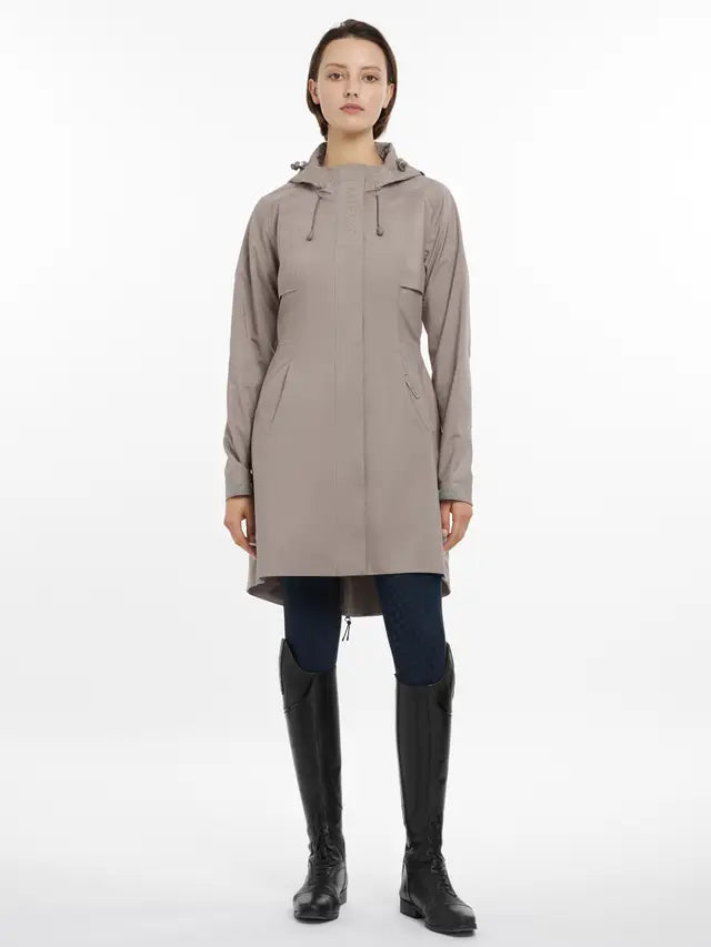 Lemieux Grace Long Rain Jacket Pecan: Waterproof Riding Coat for Women - Equestrian Apparel, Outdoor Fashion.