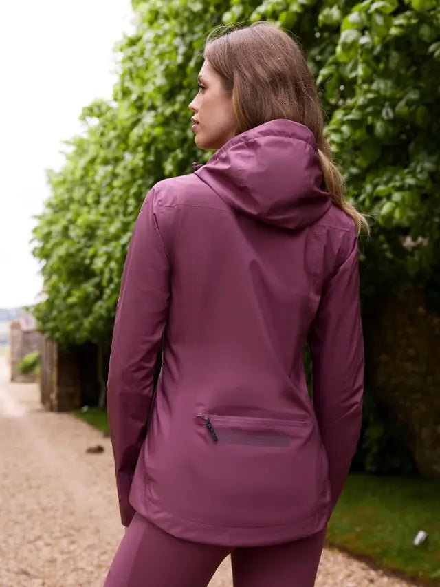 LEMIEUX Isla Waterproof Jacket Rosewood: Women's Rain Coat with Hood and Back Pocket, Equestrian Fashion