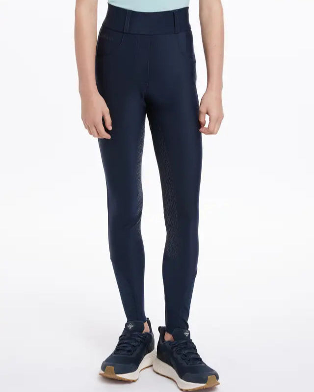 LeMieux Young Rider Remi Breggings Navy - Equestrian Riding Leggings, Full Seat Grip, Equiflair