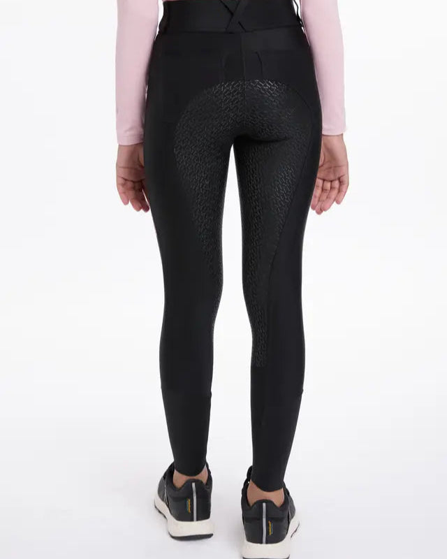 LeMieux Young Rider Remi Breggings - Black Riding Tights with Silicone Grip Full Seat