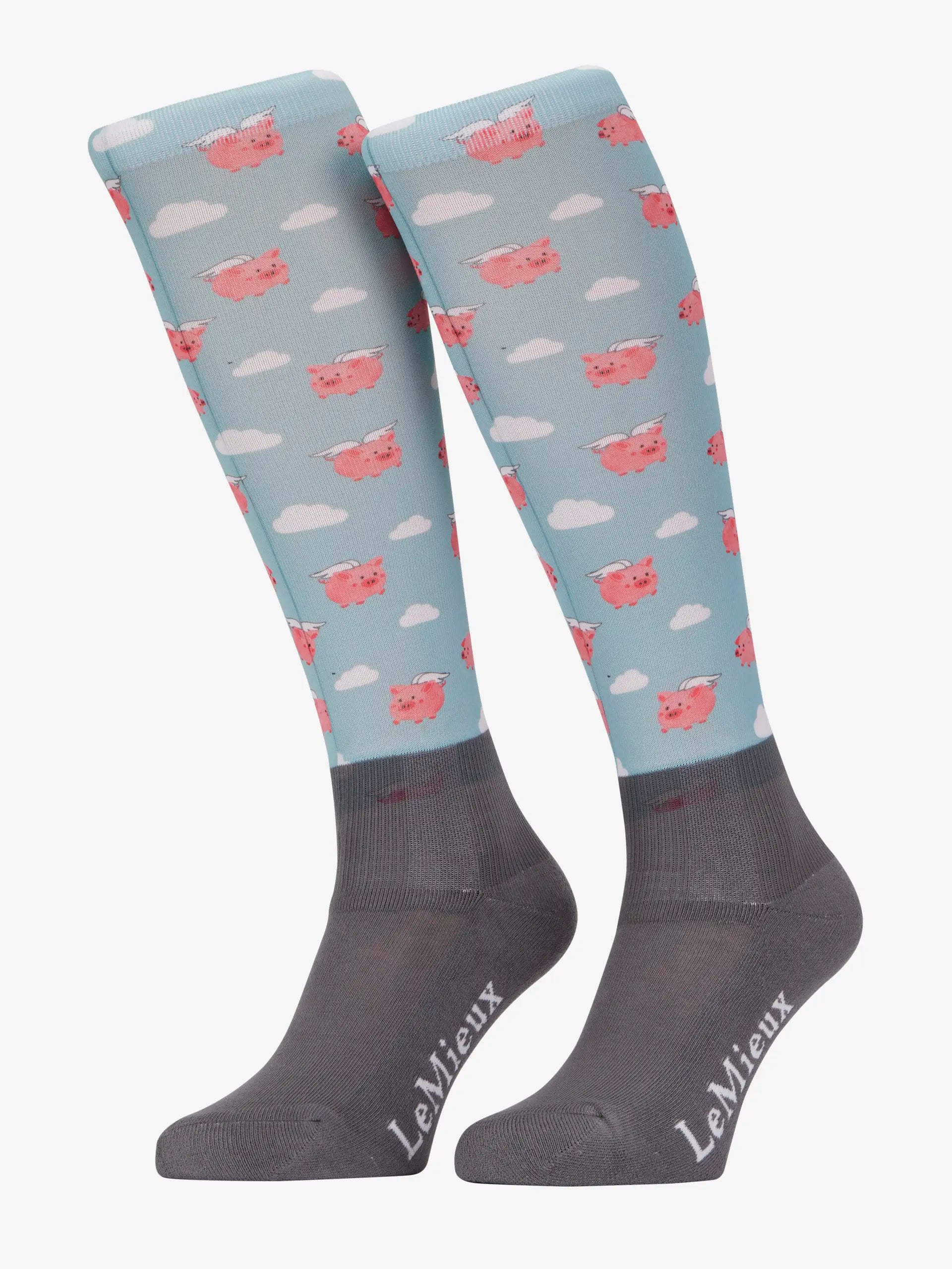 LEMIEUX FOOTSIE SOCKS FLYING PIGS: Equestrian Socks with Fun Pig Design by Lemieux
