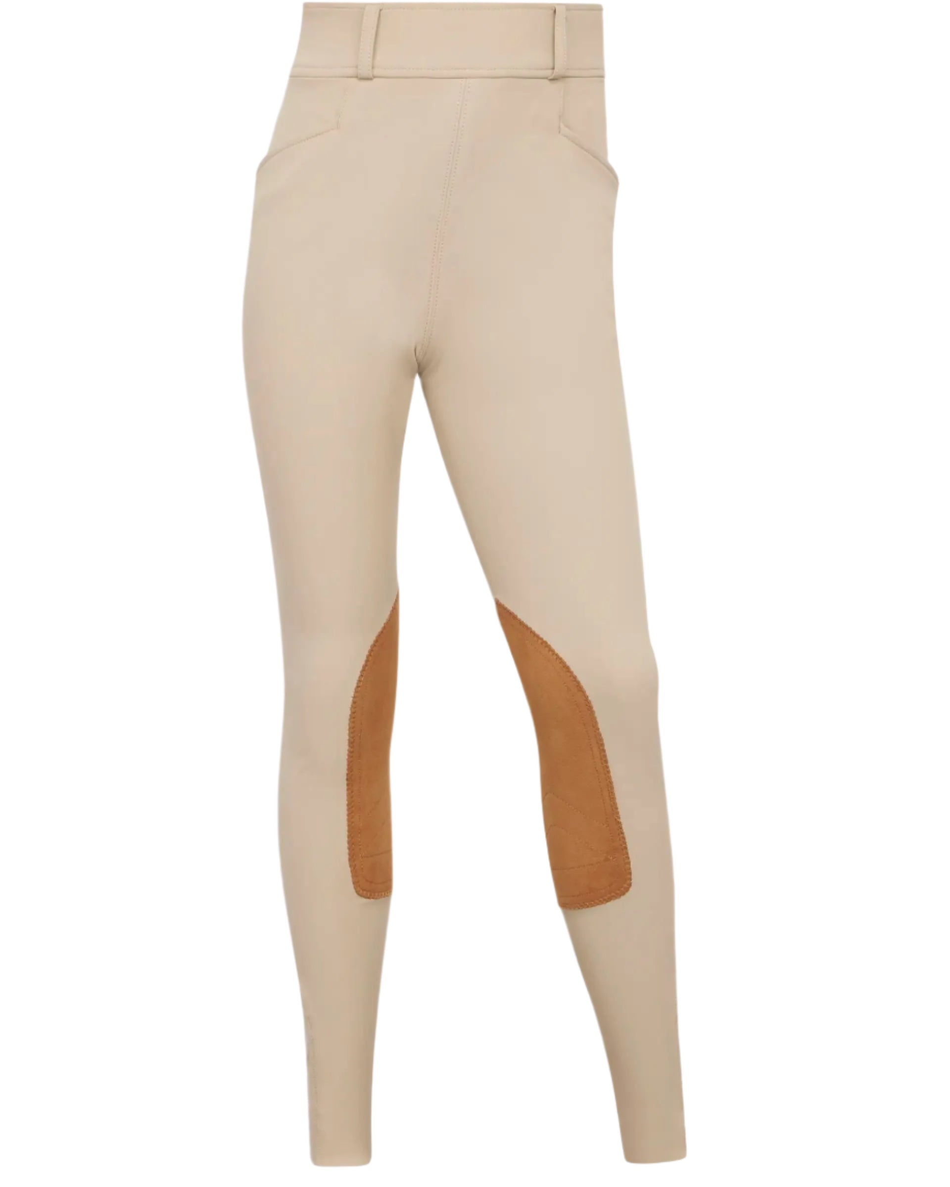 LeMieux Young Rider Hunter Breeches - Beige Equestrian Riding Pants with Suede Knee Patches