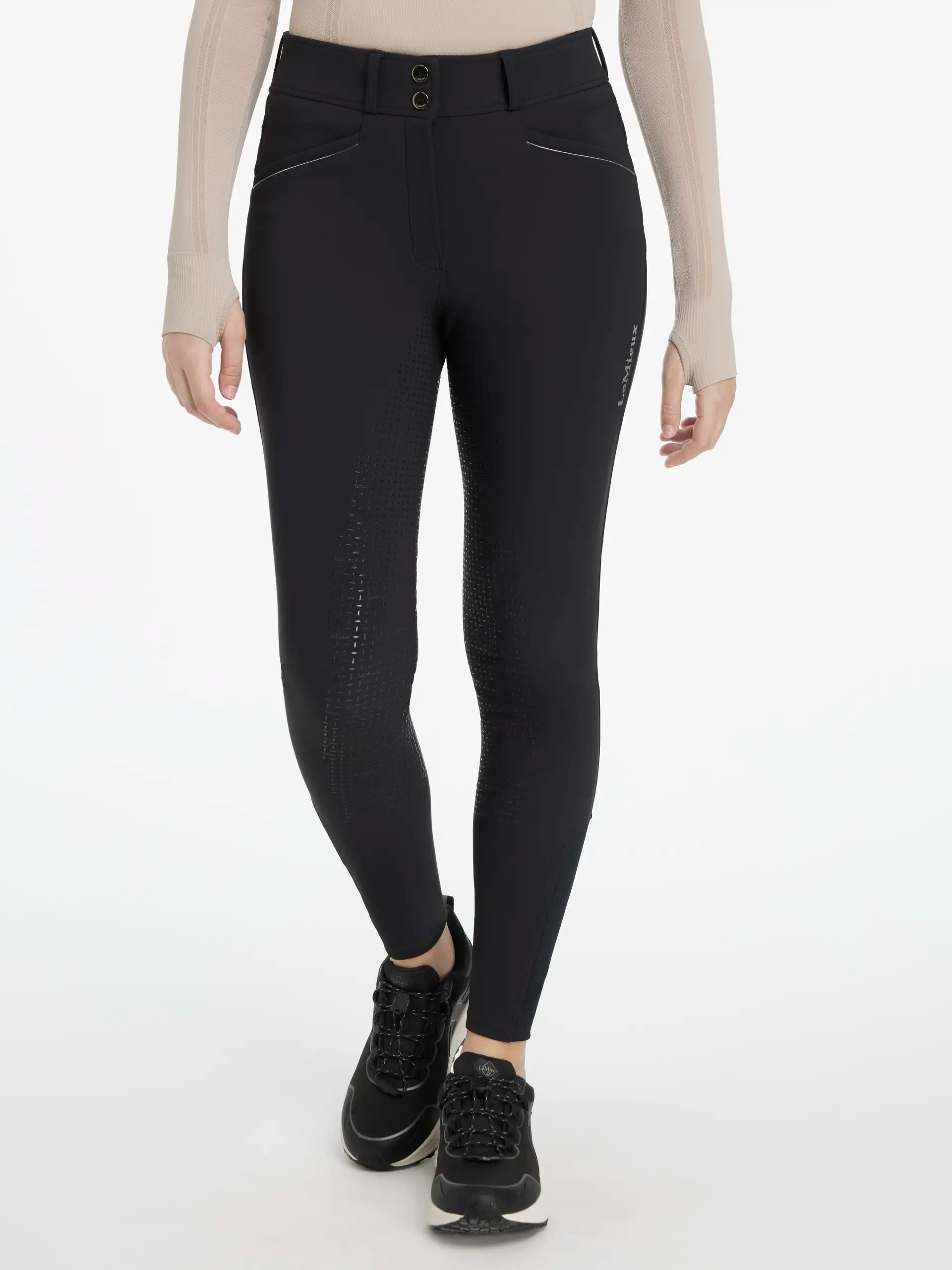 LeMieux Freya Pro Breeches Black: Equestrian Riding Tights with Silicone Grip, Four-Way Stretch & High Waist - Shop Now!