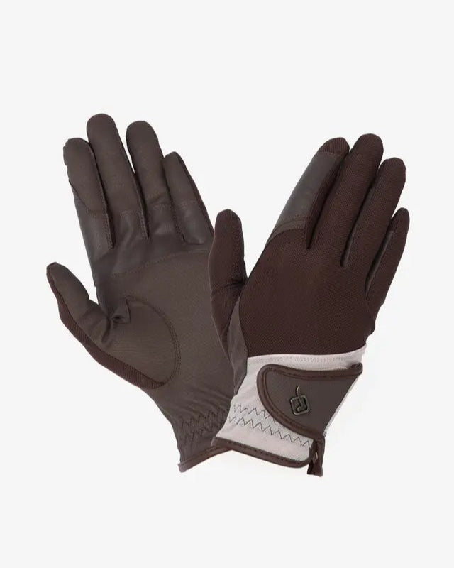 LEMIEUX Pro Mesh Riding Gloves - Brown & Almond: Summer Lightweight Equestrian Gloves by Equiflair