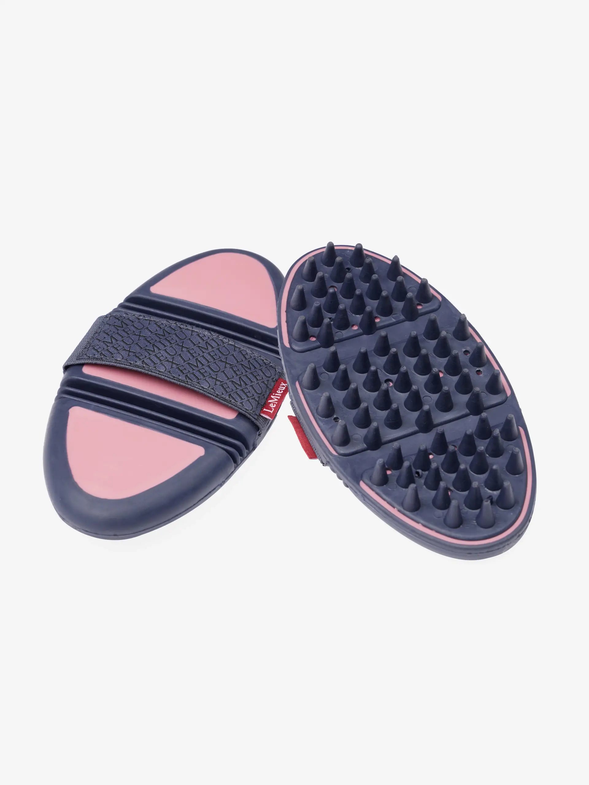 LEMIEUX FLEXI MASSAGE BRUSH PEONY for horse grooming. Soft rubber nodules, flexible shape for circulation and deep clean.