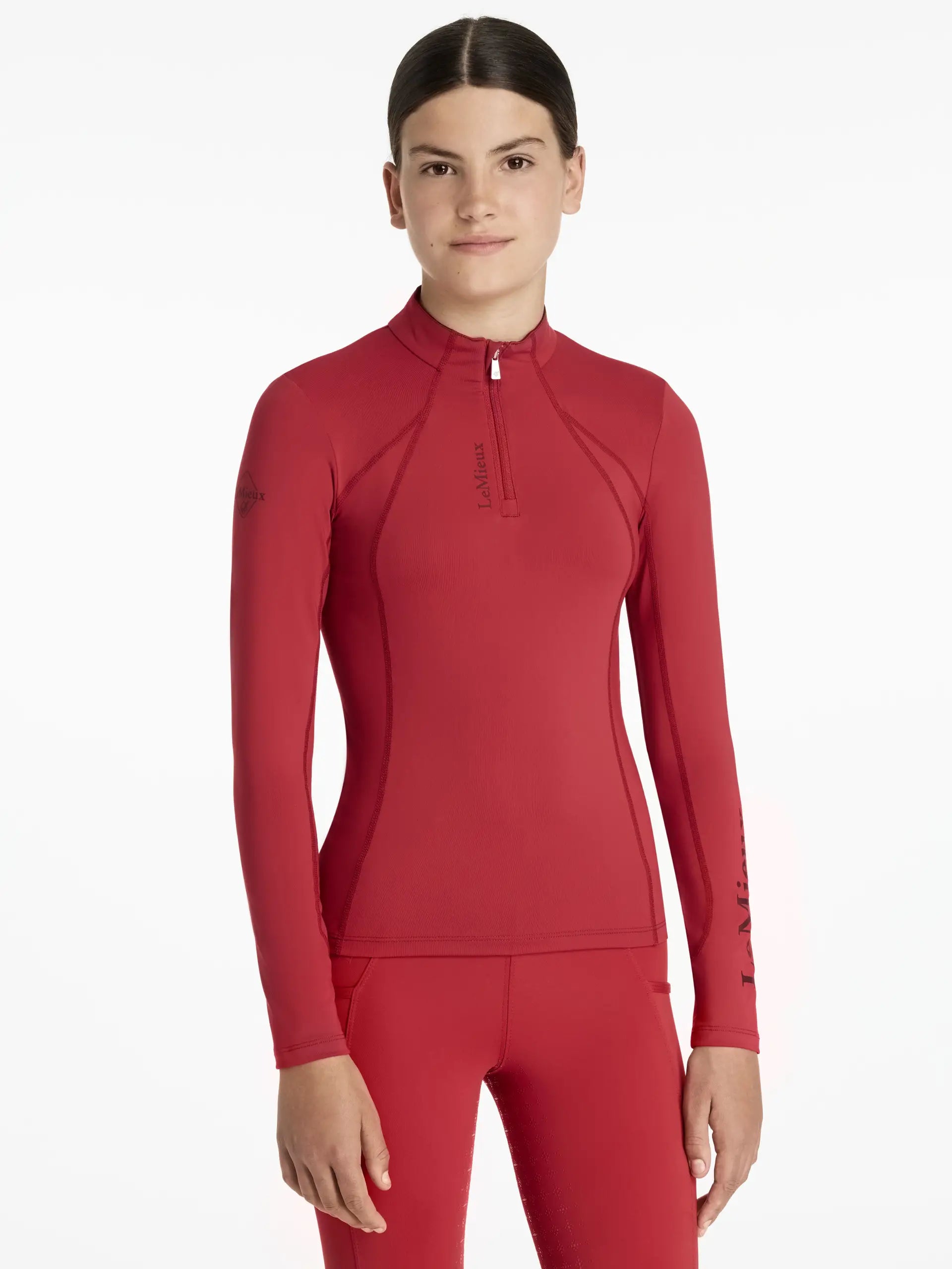 Lemieux Young Rider Classique Chilli Base Layer - UV50+, Quarter Zip, Equestrian Clothing