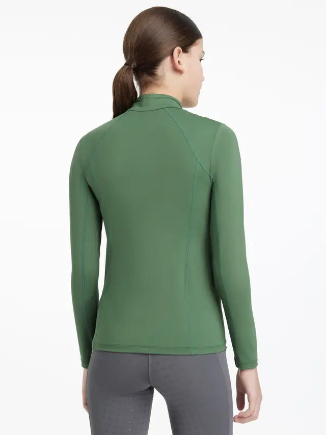 Lemieux Young Rider Classique Base Layer - Hunter Green. Breathable equestrian top for comfort and UV protection.