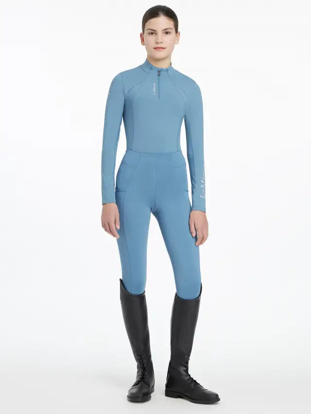 LeMieux Young Rider Classique Ice Blue Equestrian Riding Base Layer - UV Protection, Moisture-Wicking Performance Apparel