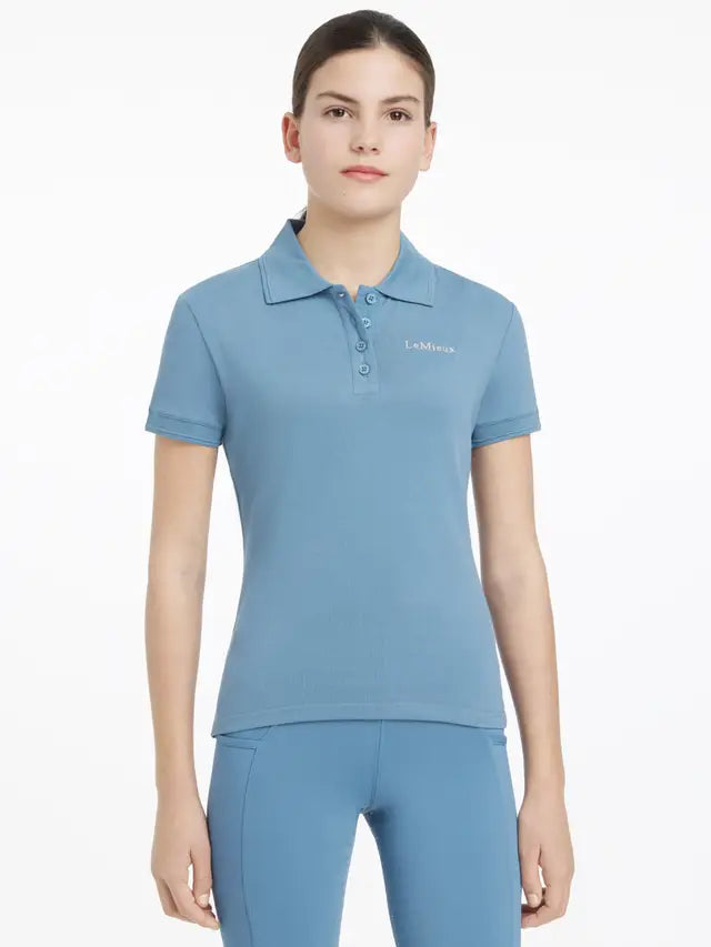 Lemieux Young Rider Classique Polo Shirt Ice Blue - Equestrian Apparel for Girls & Teens