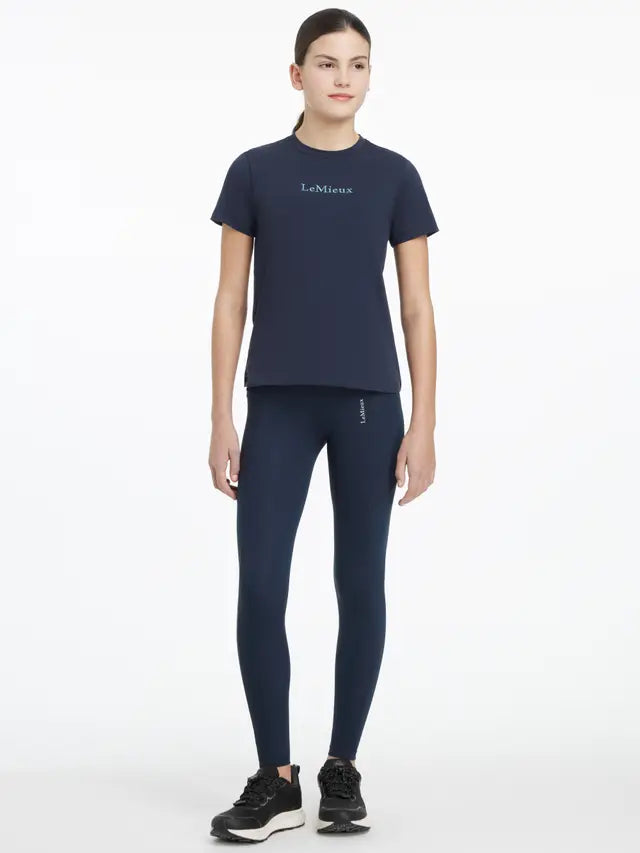 LeMieux Young Rider Navy T-Shirt & Leggings Set. Equiflair Equestrian Apparel for Girls. Horse riding clothes.
