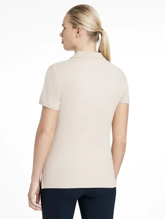 Lemieux Classique Stone Polo Shirt for Women. Quick-drying, comfortable fit, equestrian apparel, perfect for riding or casual wear.