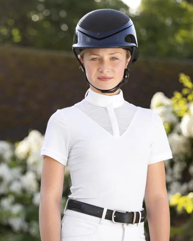 LeMieux Young Rider Show Shirt: White Short Sleeve Equestrian Competition Top for Girls | Equiflair Saddlery