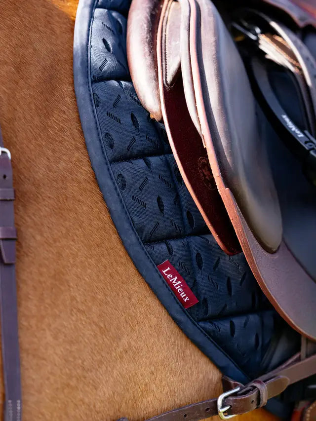 LeMieux 3D Mesh Cooling Horse Saddle Pad - Navy Eurojump Square for Optimal Airflow and Temperature Control