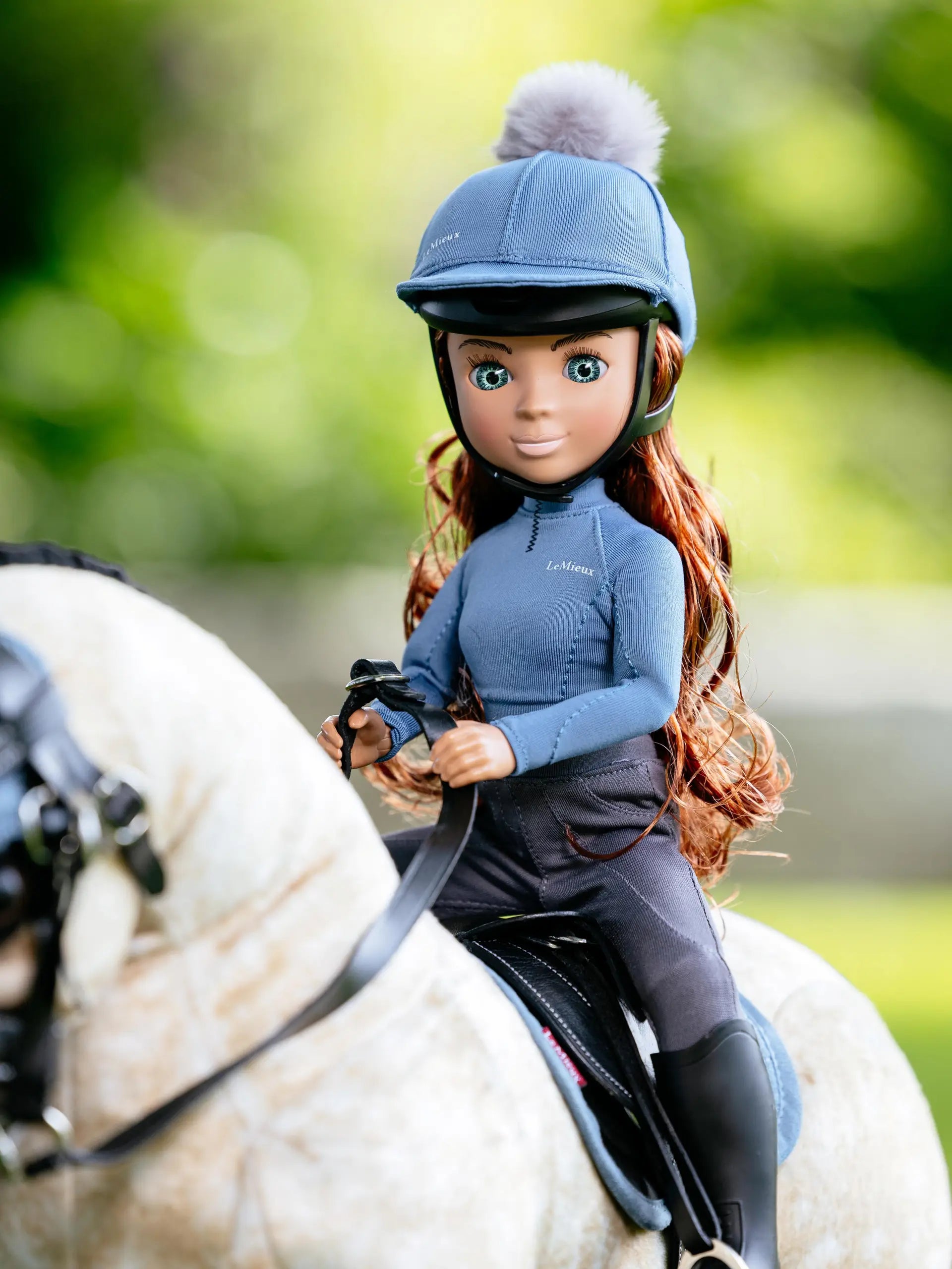 LeMieux Toy Rider Doll Outfit - Ice Blue Equestrian Set: Doll Breeches, Top, & Hat Silk