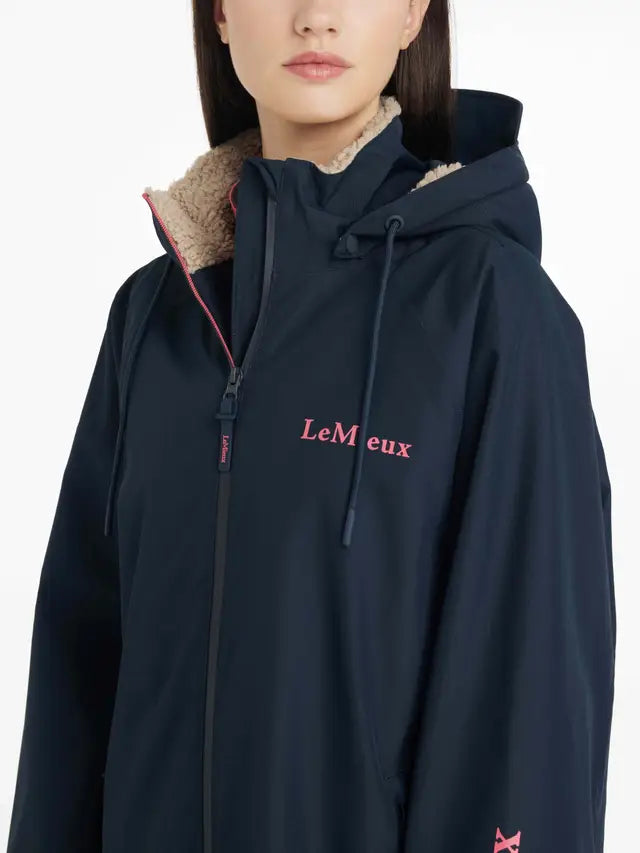 LeMieux Hydroshield Robe Navy: Waterproof Equestrian Riding Coat with Fleece Lining