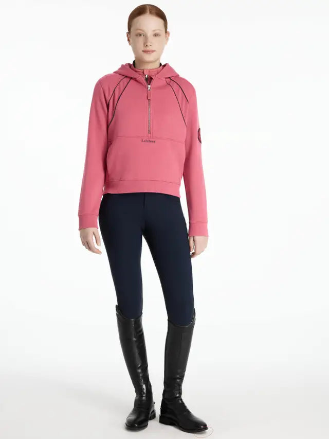 LEMIEUX Young Rider Hettie Half Zip Hoodie in Cranberry - Stylish equestrian hoodie for young riders.