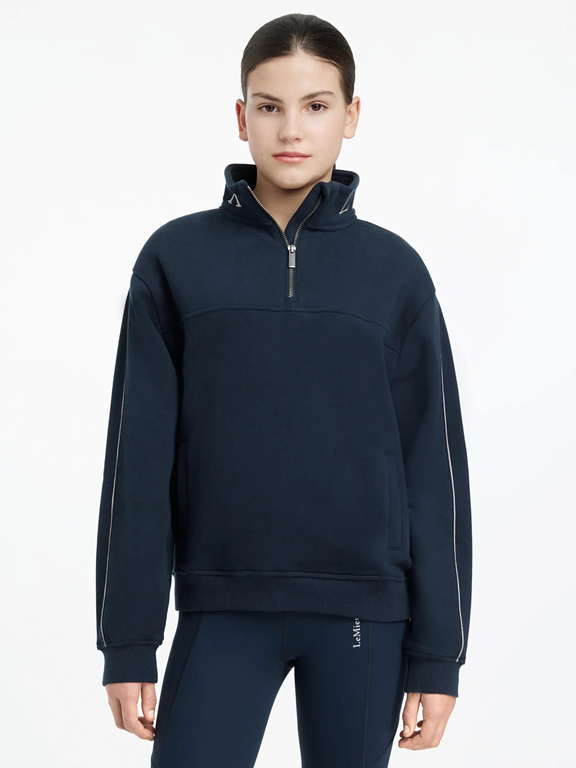 LEMIEUX YOUNG RIDER KATE NAVY SWEAT - Quarter Zip Pullover for Equestrian Youth, Equiflair