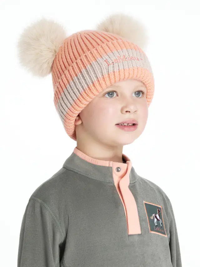 LeMieux Mini Double Pom Beanie Peach Punch