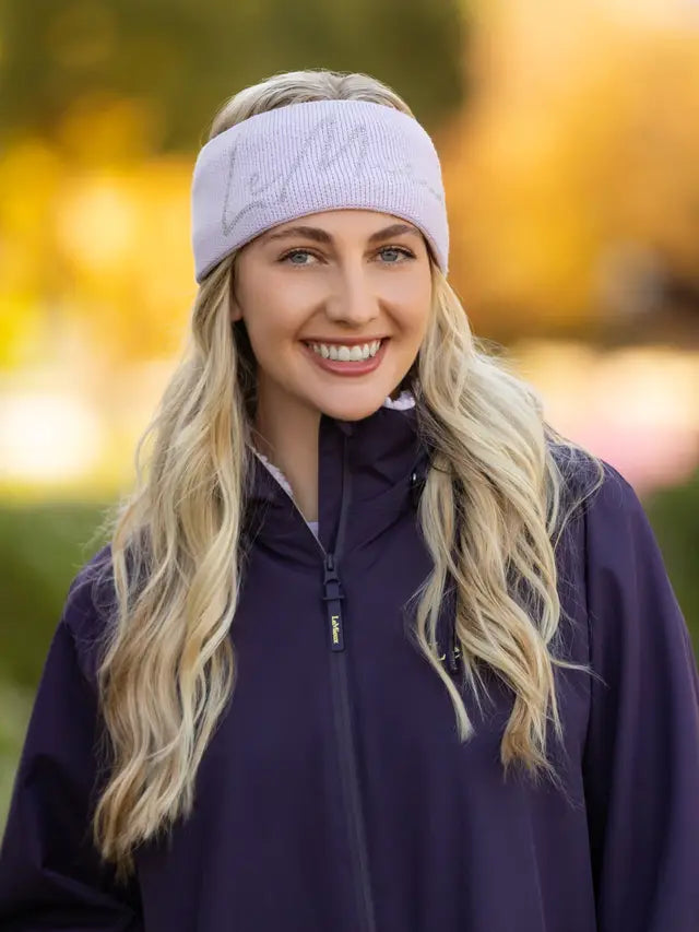 LeMieux Sparkle Headband Lilac - Winter Headband with Studs & Fleece Lining - Equiflair