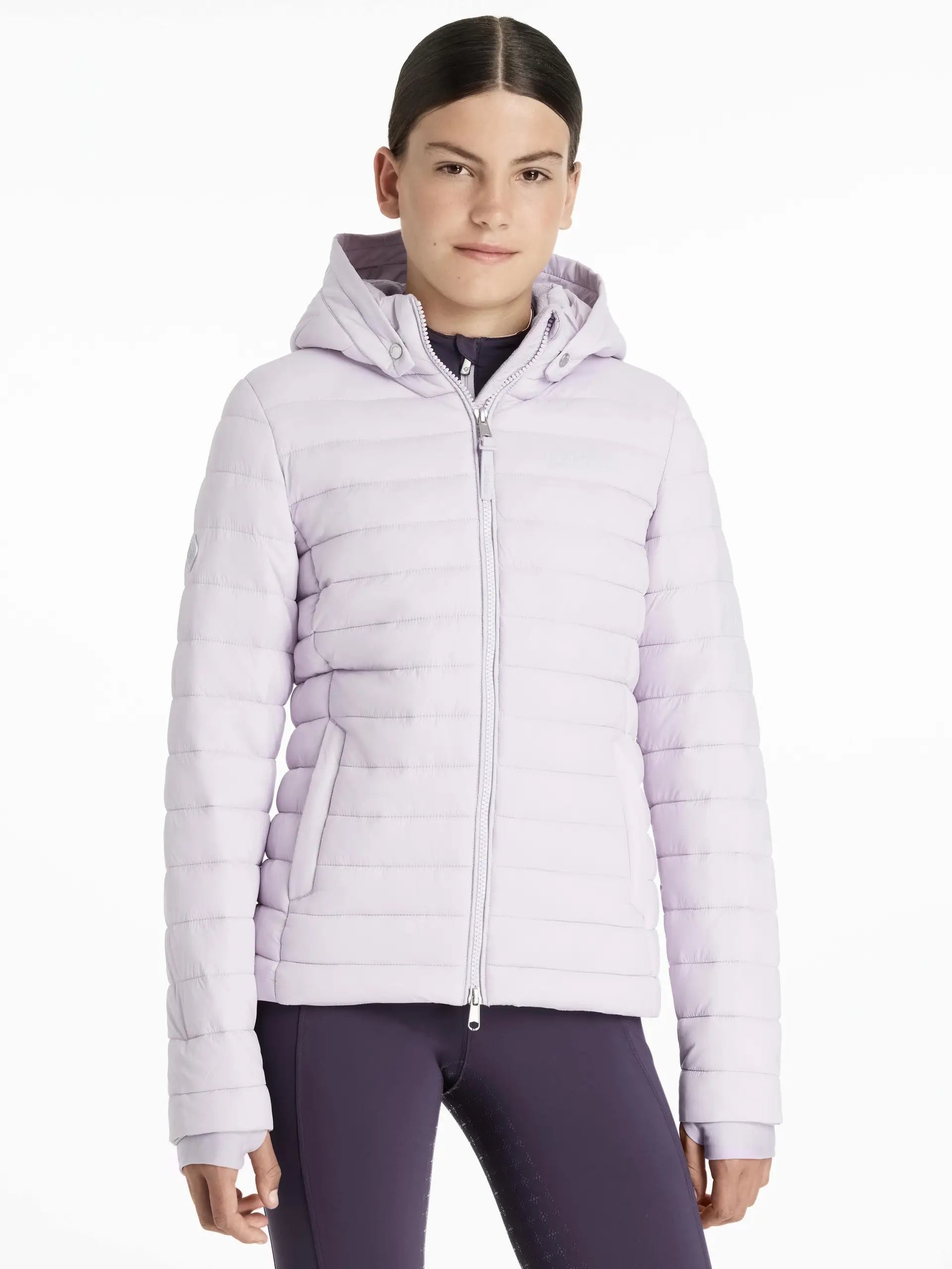 LeMieux Young Rider Ruby Puffer Jacket - Lilac - Youth Quilted Lightweight Water Resistant Coat