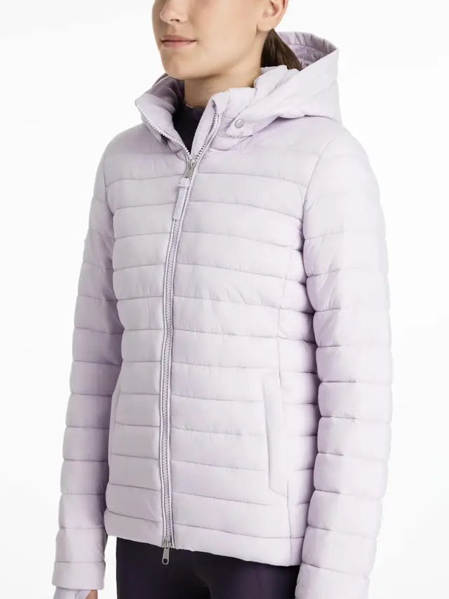 LEMIEUX YOUNG RIDER Ruby Puffer Jacket Lilac - Water-Resistant Hooded Girls Coat for Horse Riding