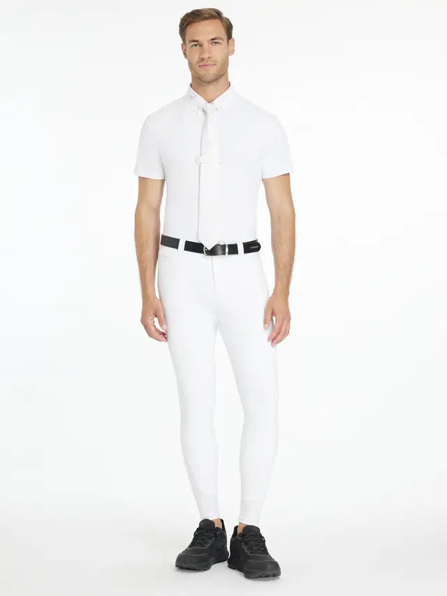 Lemieux Men's White Riding Breeches. Slim fit, four-way stretch sport breeches for comfort and unrestricted movement.